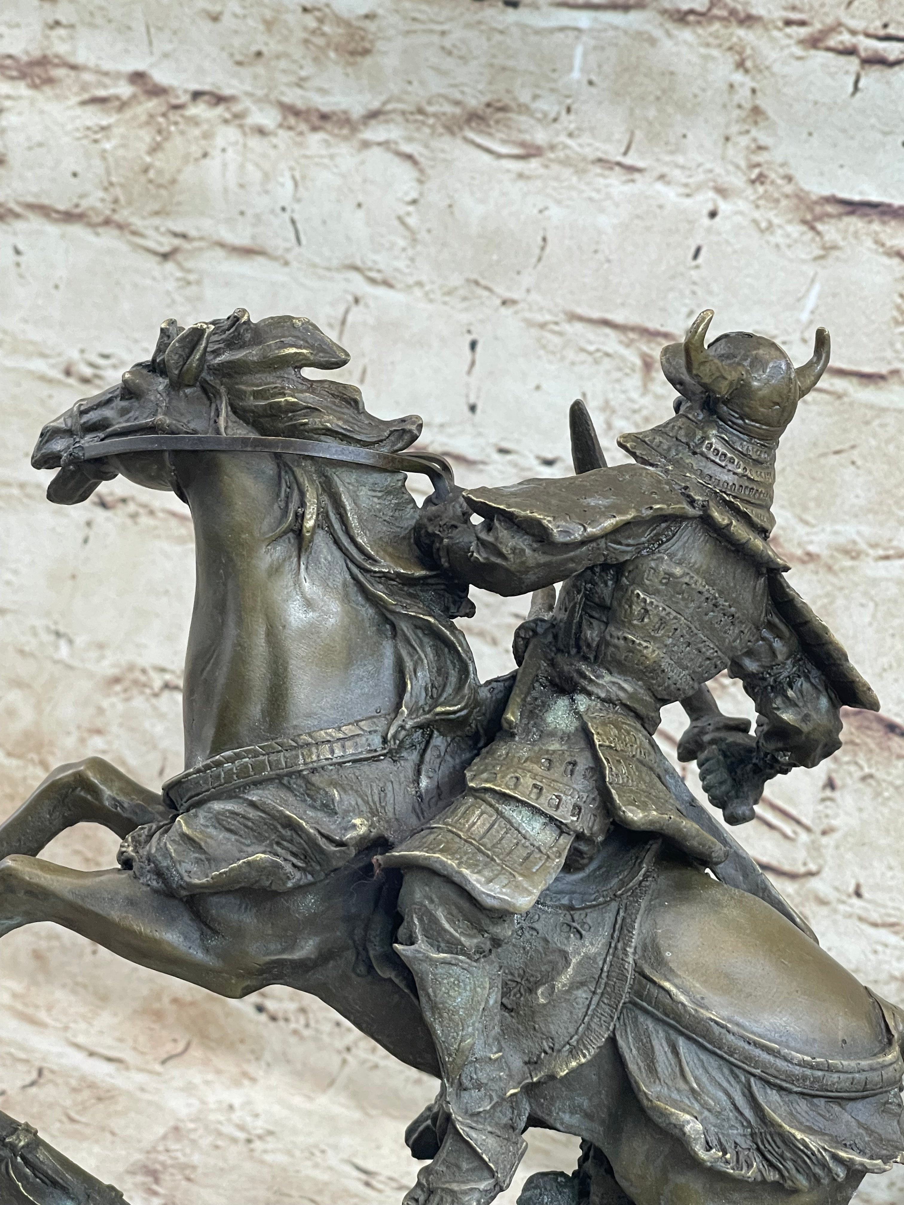 Japanese Samurai Warrior on Horseback Bronze Sculpture Kamiko