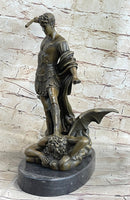 Saint Michael Archangel and the Devil Bronze Sculpture Statue after Guido Reni