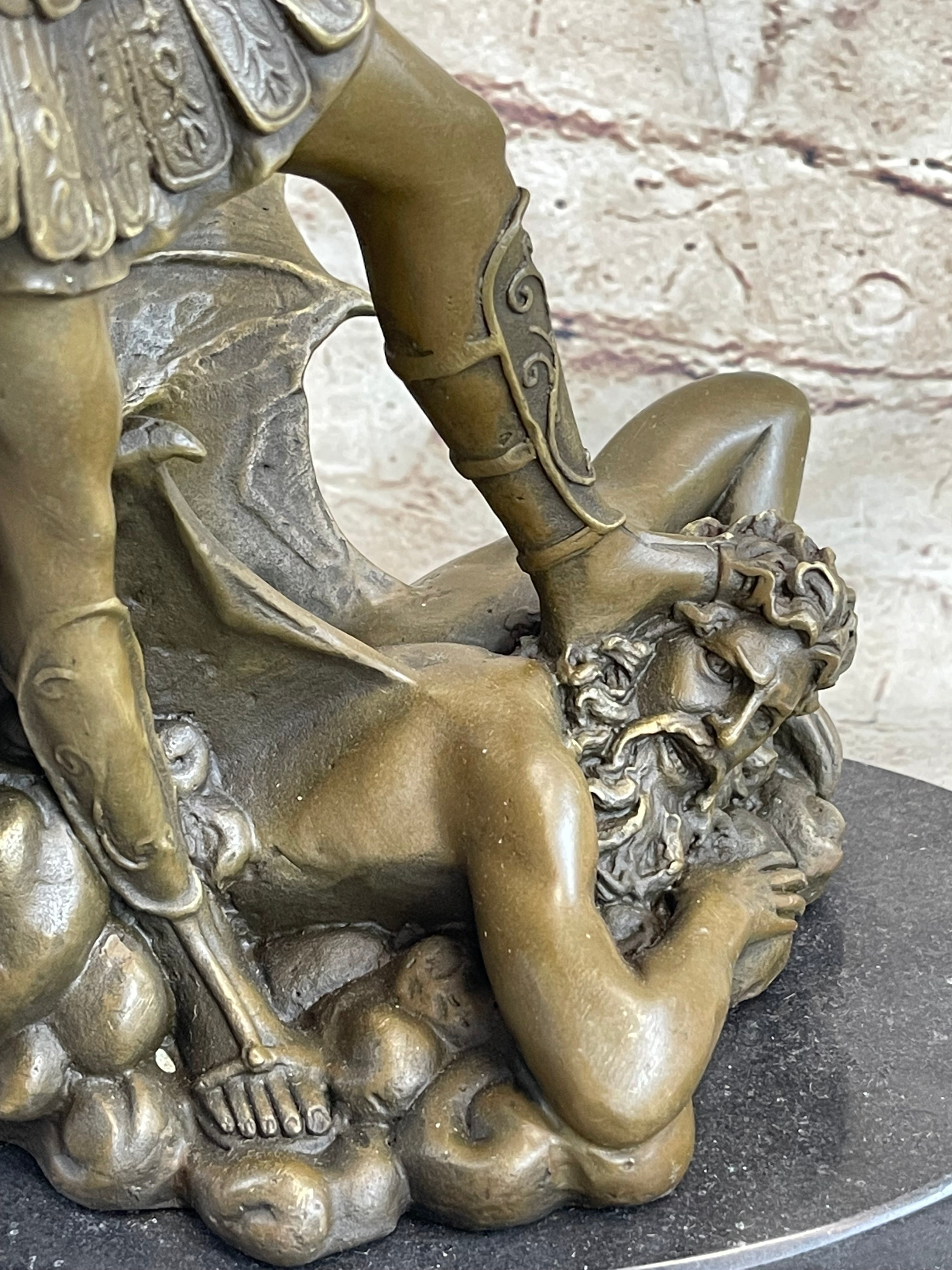 Saint Michael Archangel and the Devil Bronze Sculpture Statue after Guido Reni