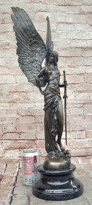 Angel with Sword Bronze Sculpture Signed Art 25" x 8"