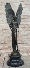 Angel with Sword Bronze Sculpture Signed Art 25" x 8"