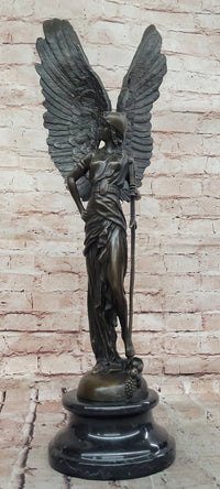Angel with Sword Bronze Sculpture Signed Art 25" x 8"