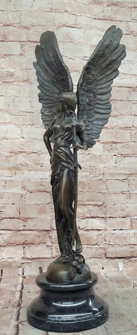 Angel with Sword Bronze Sculpture Signed Art 25" x 8"