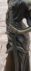 Angel with Sword Bronze Sculpture Signed Art 25" x 8"