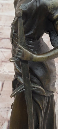 Angel with Sword Bronze Sculpture Signed Art 25" x 8"