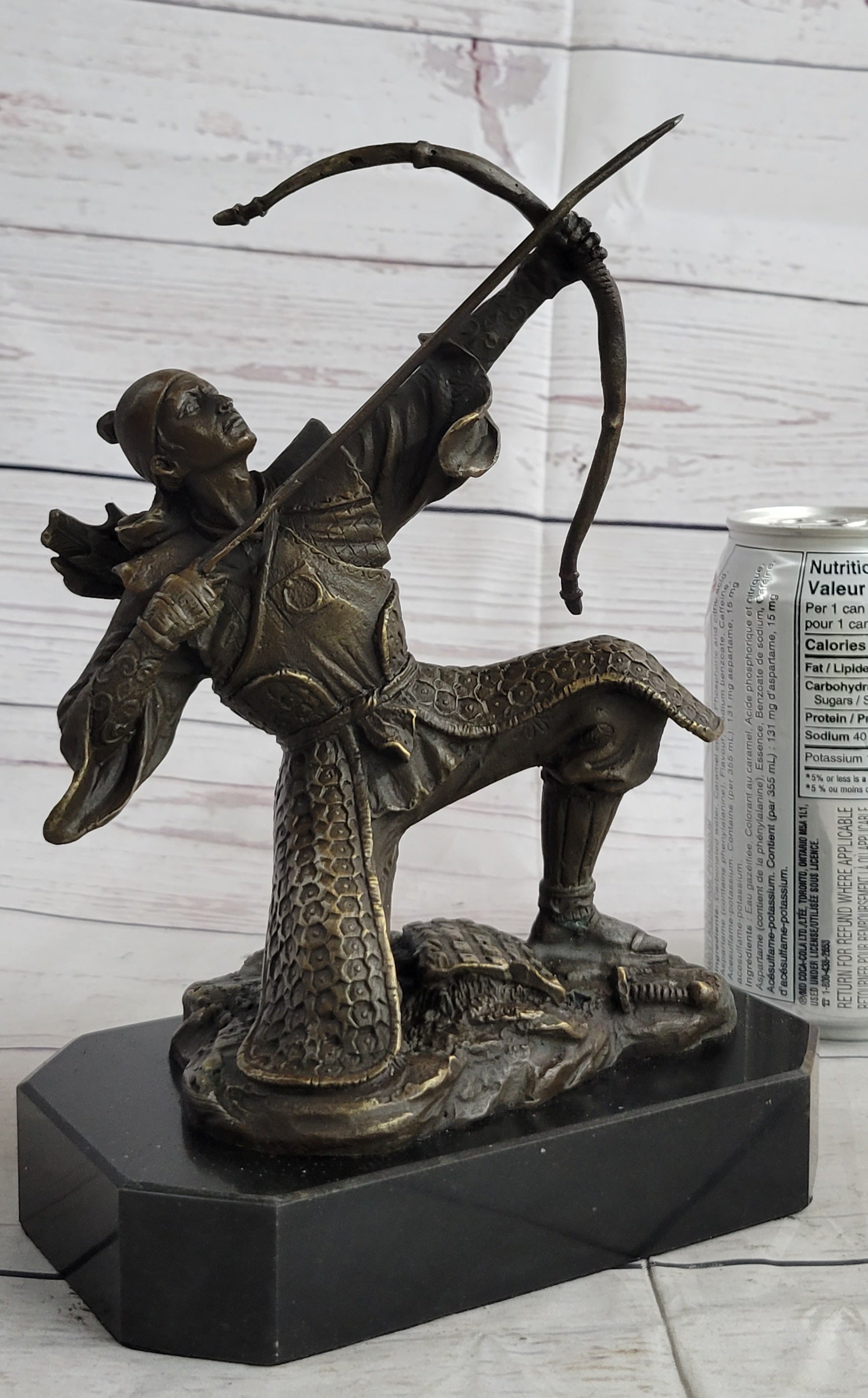 Bronze Samurai Archer Warrior Signed Sculpture Kamiko 9" x 6"