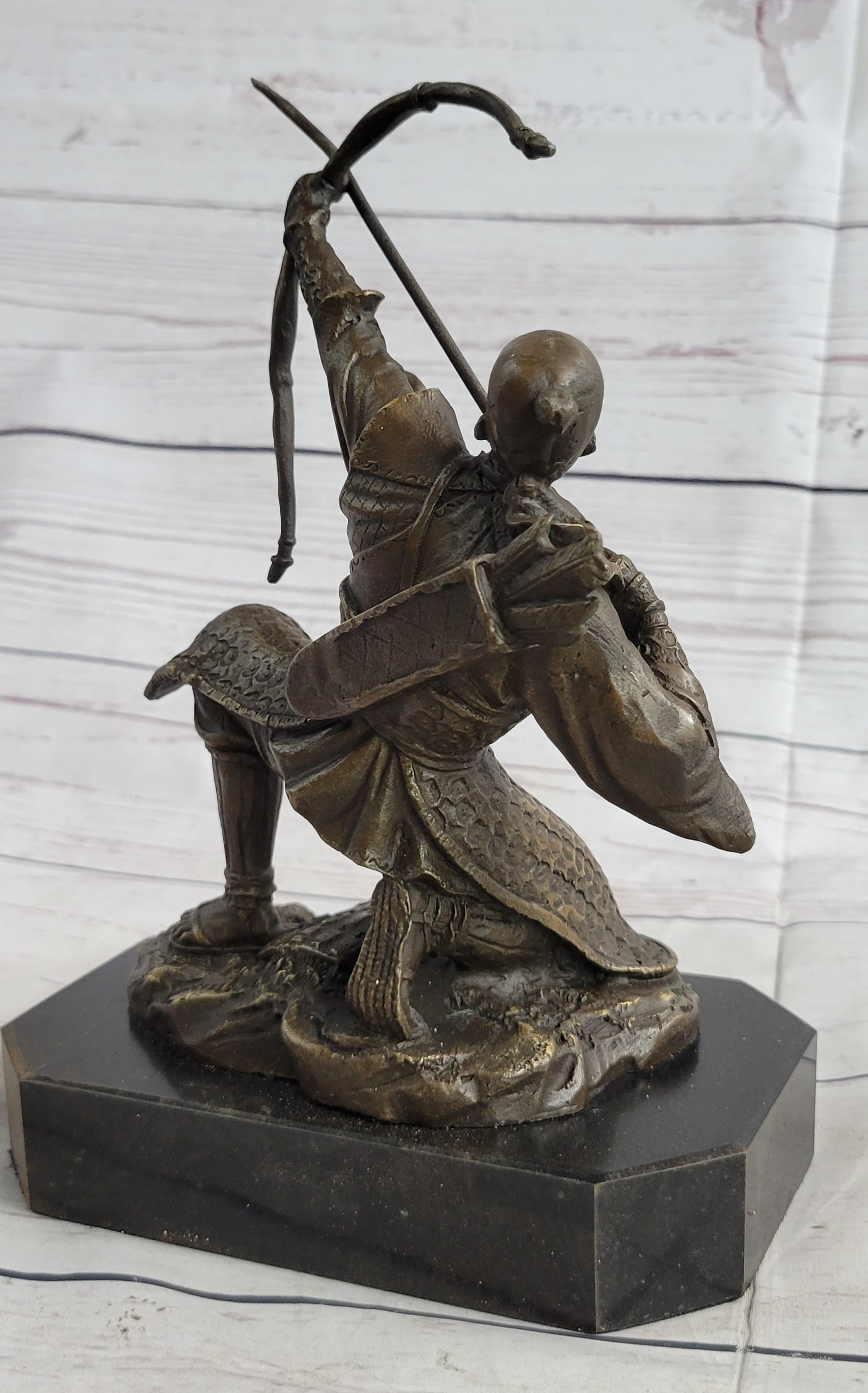 Bronze Samurai Archer Warrior Signed Sculpture Kamiko 9" x 6"