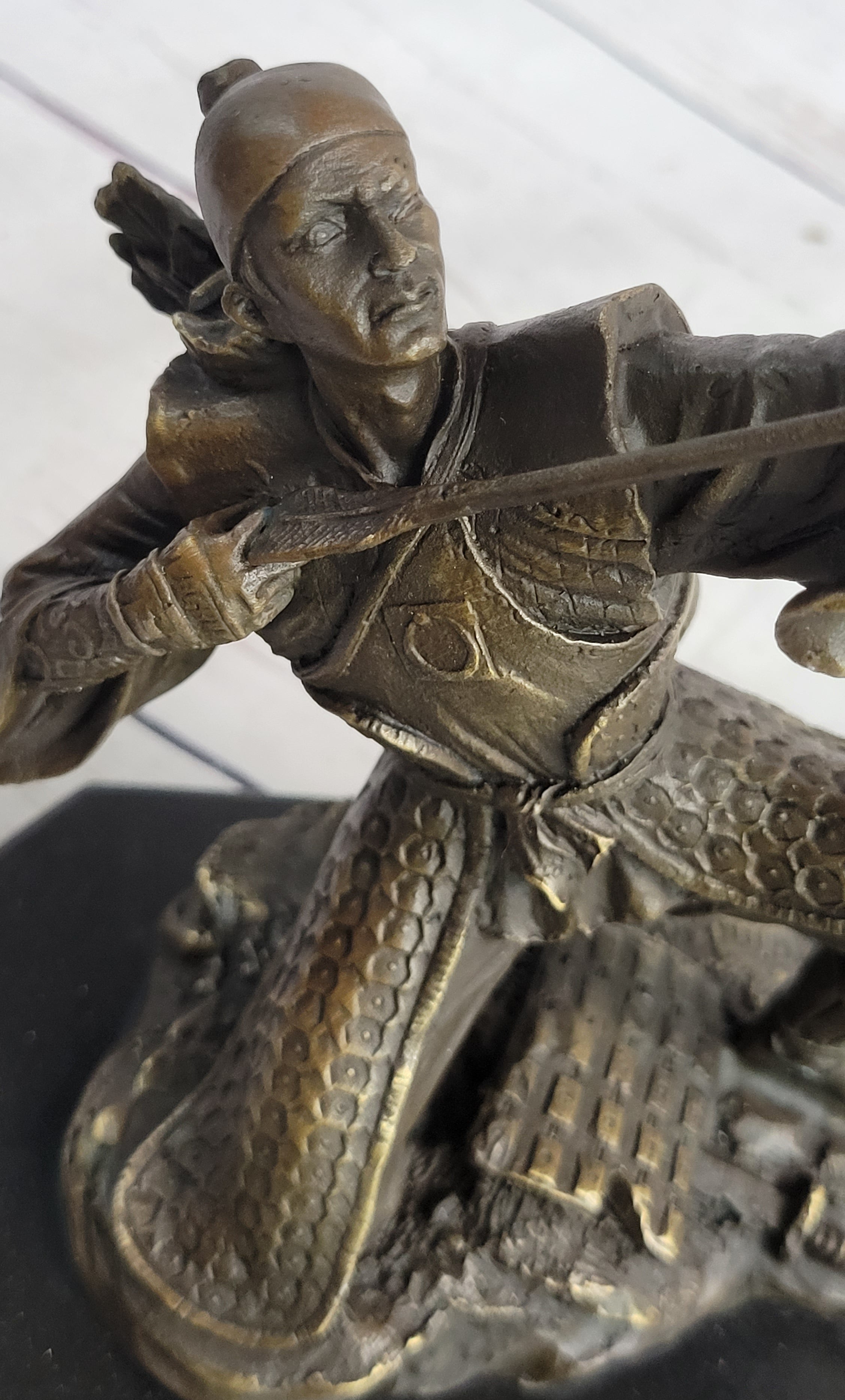Bronze Samurai Archer Warrior Signed Sculpture Kamiko 9" x 6"