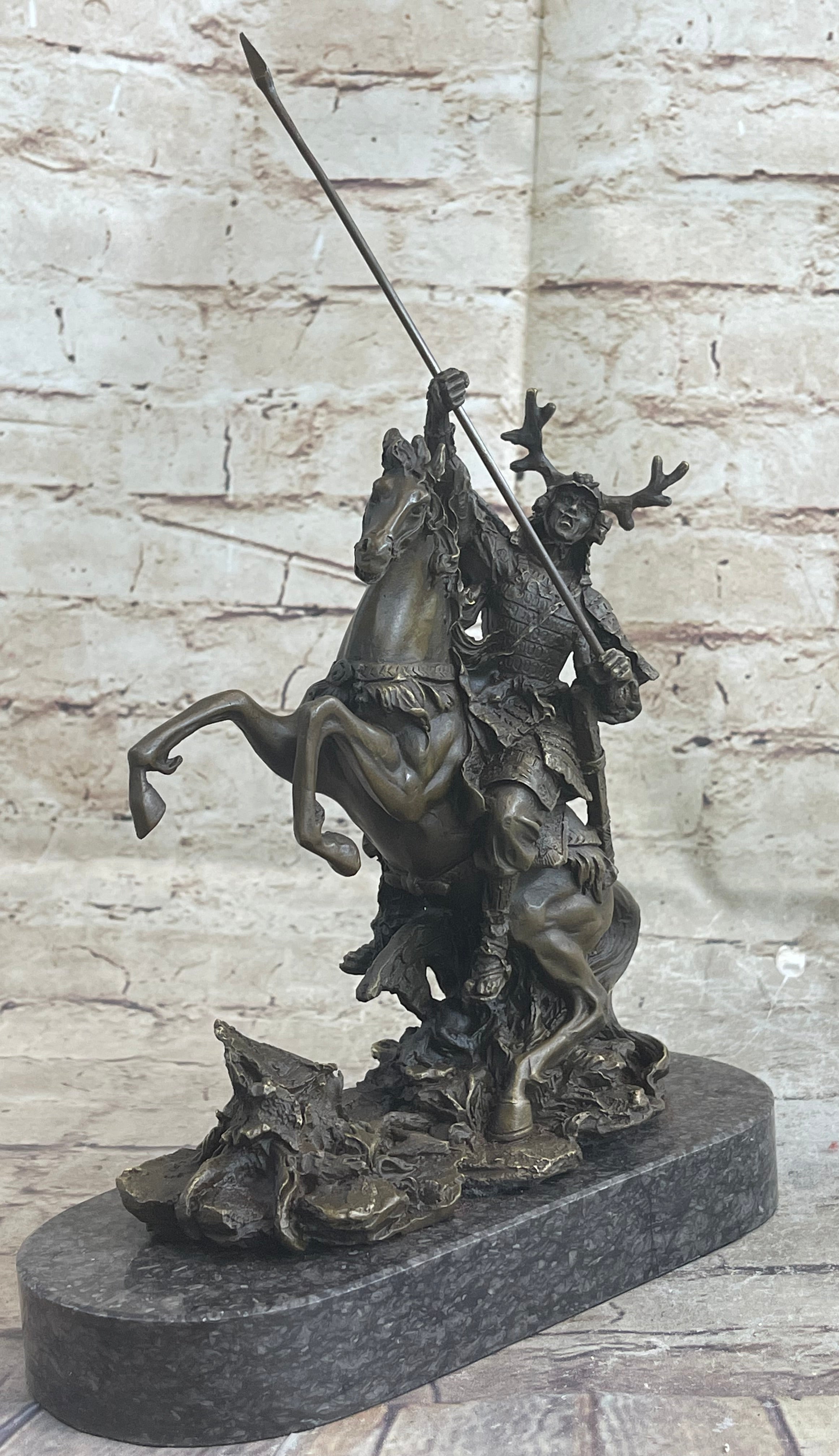 Japanese Samurai Warrior on Horseback Bronze Sculpture