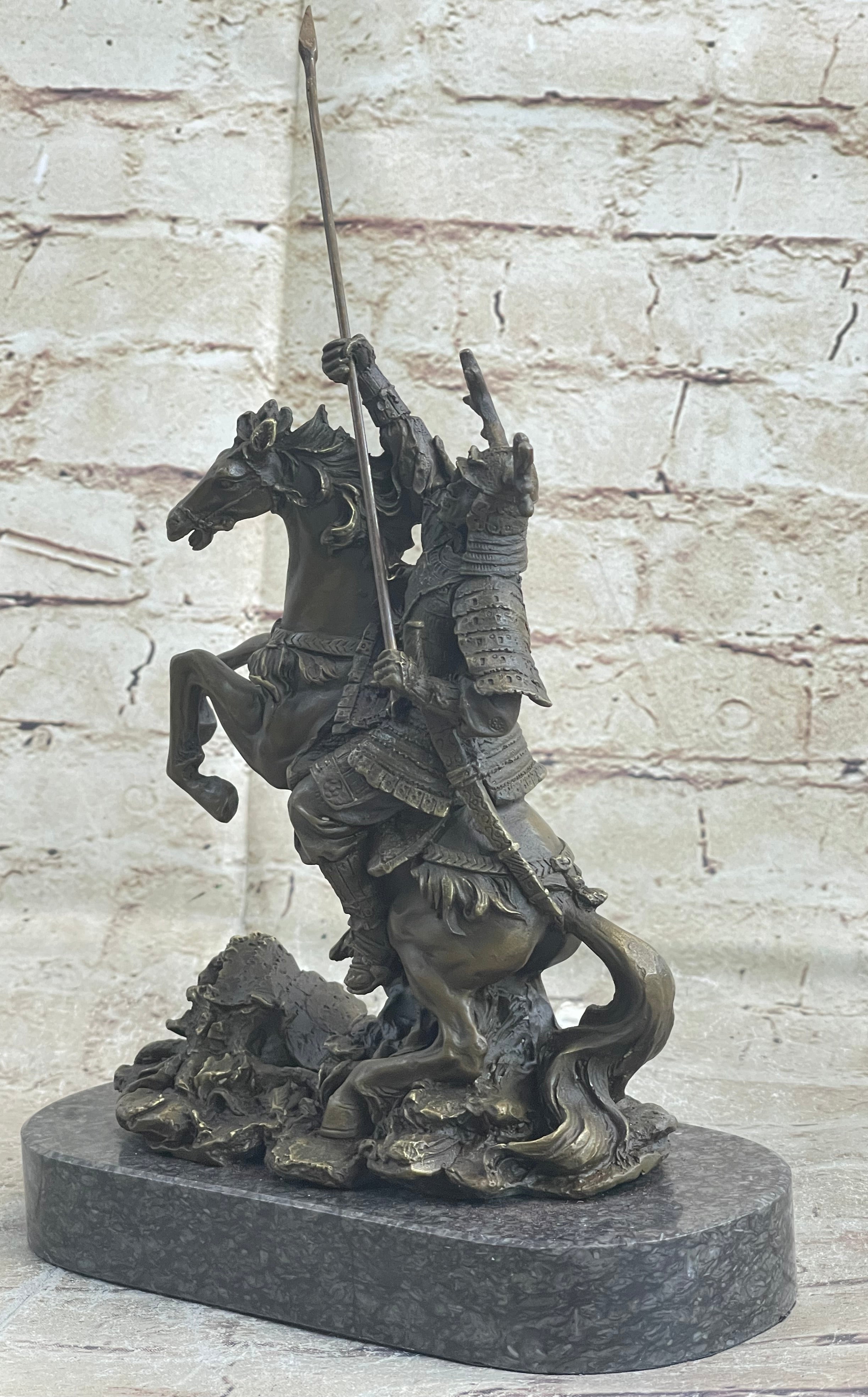 Japanese Samurai Warrior on Horseback Bronze Sculpture