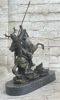 Japanese Samurai Warrior on Horseback Bronze Sculpture