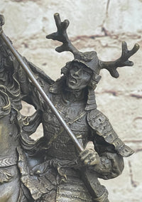 Japanese Samurai Warrior on Horseback Bronze Sculpture