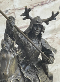 Japanese Samurai Warrior on Horseback Bronze Sculpture