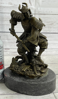 Japanese Samurai Warrior Bronze Sculpture Signed 9" x 5"