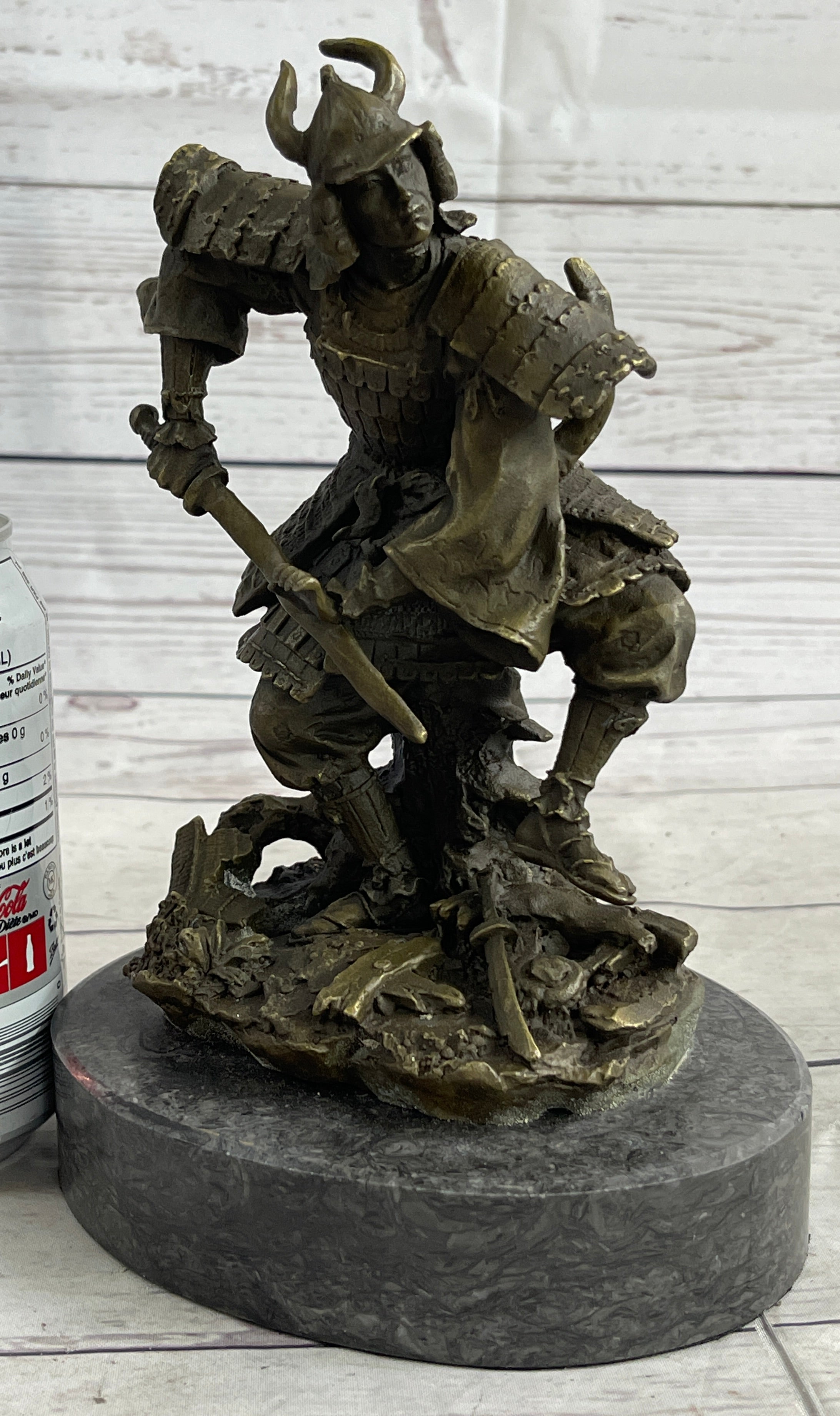 Japanese Samurai Warrior Bronze Sculpture Signed 9" x 5"