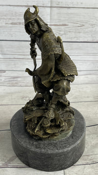 Japanese Samurai Warrior Bronze Sculpture Signed 9" x 5"