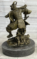 Japanese Samurai Warrior Bronze Sculpture Signed 9" x 5"