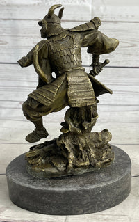 Japanese Samurai Warrior Bronze Sculpture Signed 9" x 5"