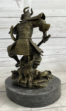 Japanese Samurai Warrior Bronze Sculpture Signed 9" x 5"