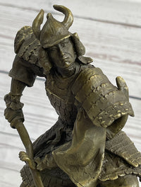 Japanese Samurai Warrior Bronze Sculpture Signed 9" x 5"