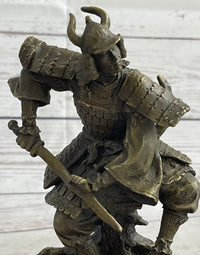 Japanese Samurai Warrior Bronze Sculpture Signed 9" x 5"