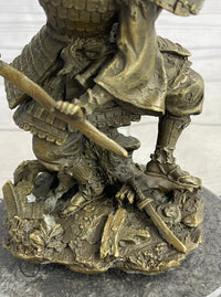 Japanese Samurai Warrior Bronze Sculpture Signed 9" x 5"