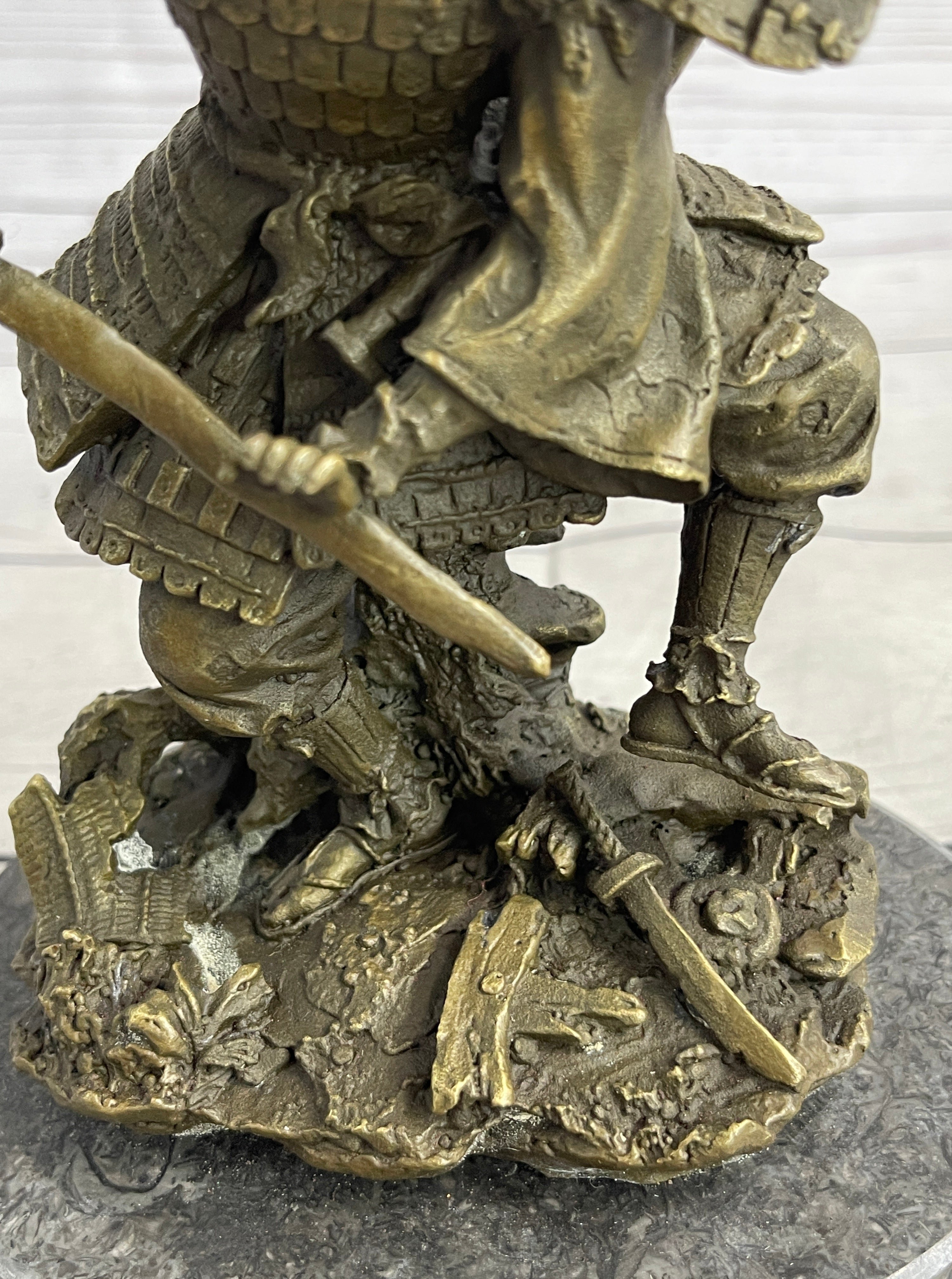 Japanese Samurai Warrior Bronze Sculpture Signed 9" x 5"
