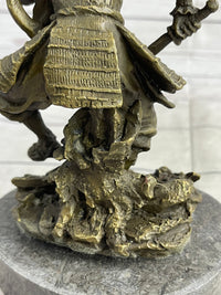 Japanese Samurai Warrior Bronze Sculpture Signed 9" x 5"