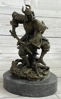 Japanese Samurai Warrior Bronze Sculpture Signed 9" x 5"
