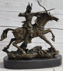 Samurai Warrior on Horse Bronze Sculpture Hot Cast Marble Base