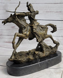 Samurai Warrior on Horse Bronze Sculpture Hot Cast Marble Base