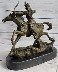Samurai Warrior on Horse Bronze Sculpture Hot Cast Marble Base