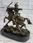 Samurai Warrior on Horse Bronze Sculpture Hot Cast Marble Base
