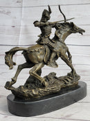 Samurai Warrior on Horse Bronze Sculpture Hot Cast Marble Base