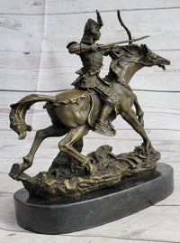 Samurai Warrior on Horse Bronze Sculpture Hot Cast Marble Base