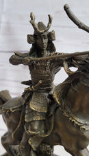 Samurai Warrior on Horse Bronze Sculpture Hot Cast Marble Base
