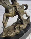 Samurai Warrior on Horse Bronze Sculpture Hot Cast Marble Base