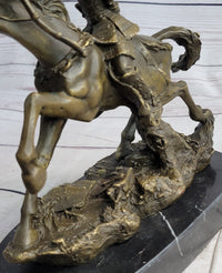 Samurai Warrior on Horse Bronze Sculpture Hot Cast Marble Base