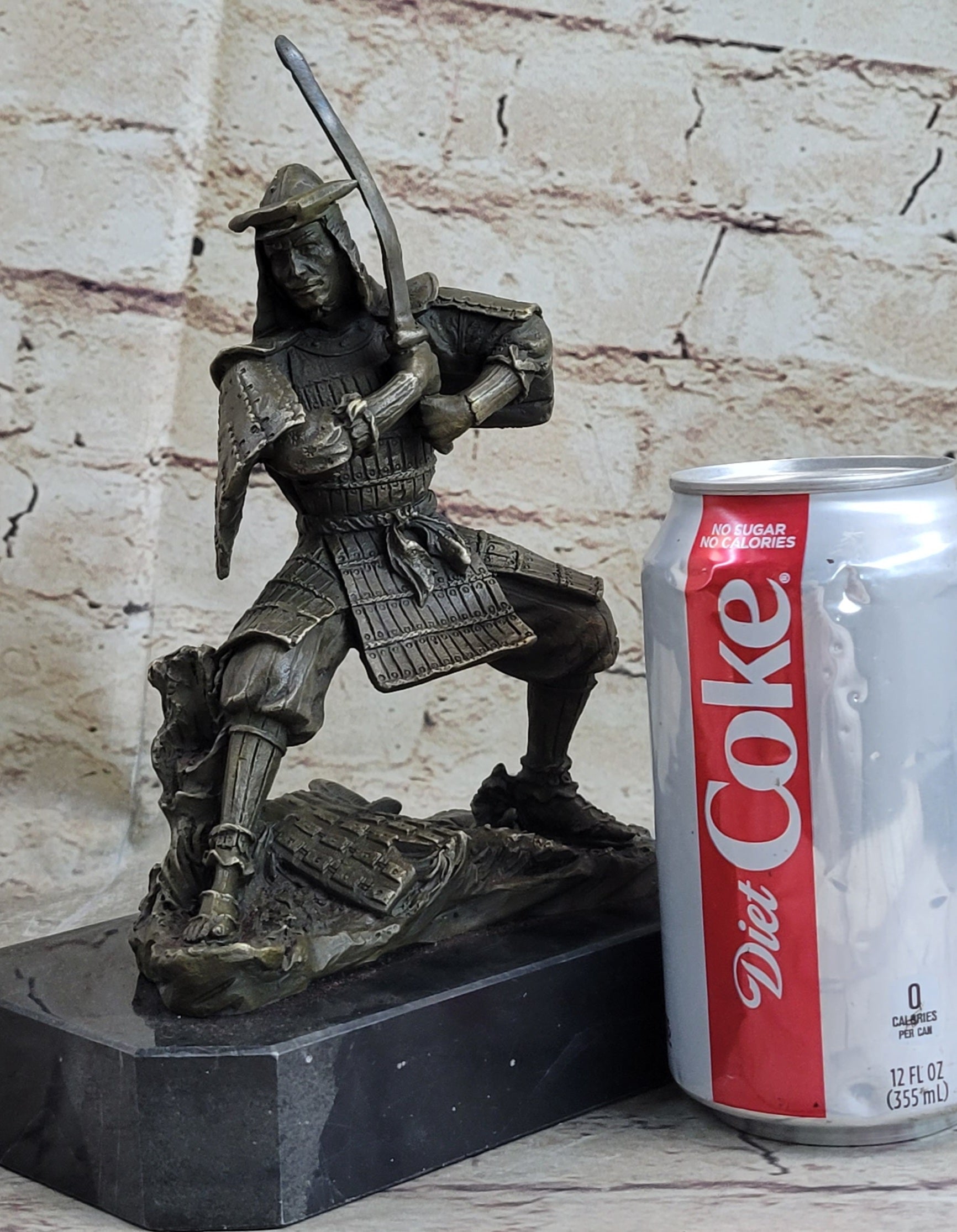 Japanese Samurai Warrior w/ Katana Bronze 9" x 7" Kamiko