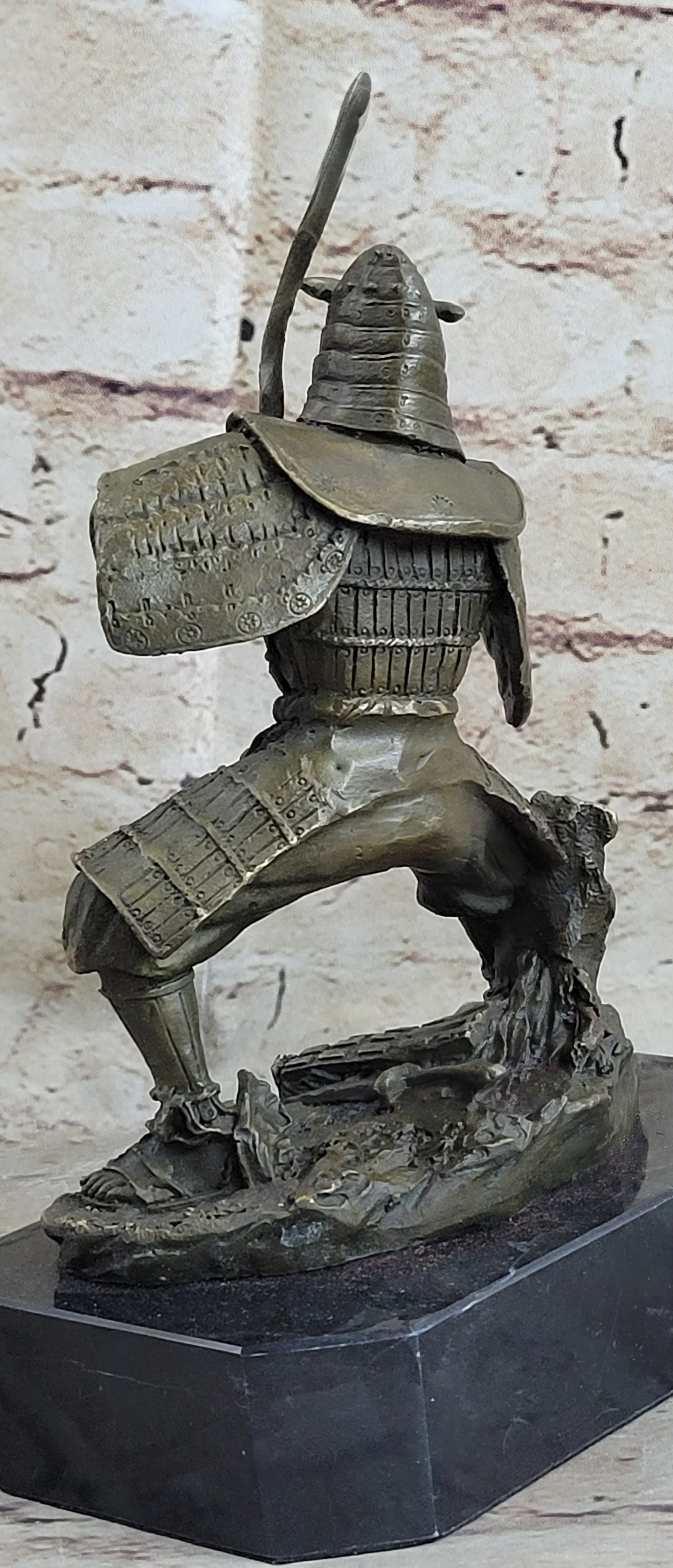 Japanese Samurai Warrior w/ Katana Bronze 9" x 7" Kamiko