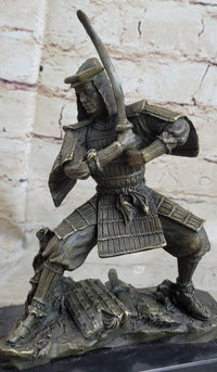 Japanese Samurai Warrior w/ Katana Bronze 9" x 7" Kamiko