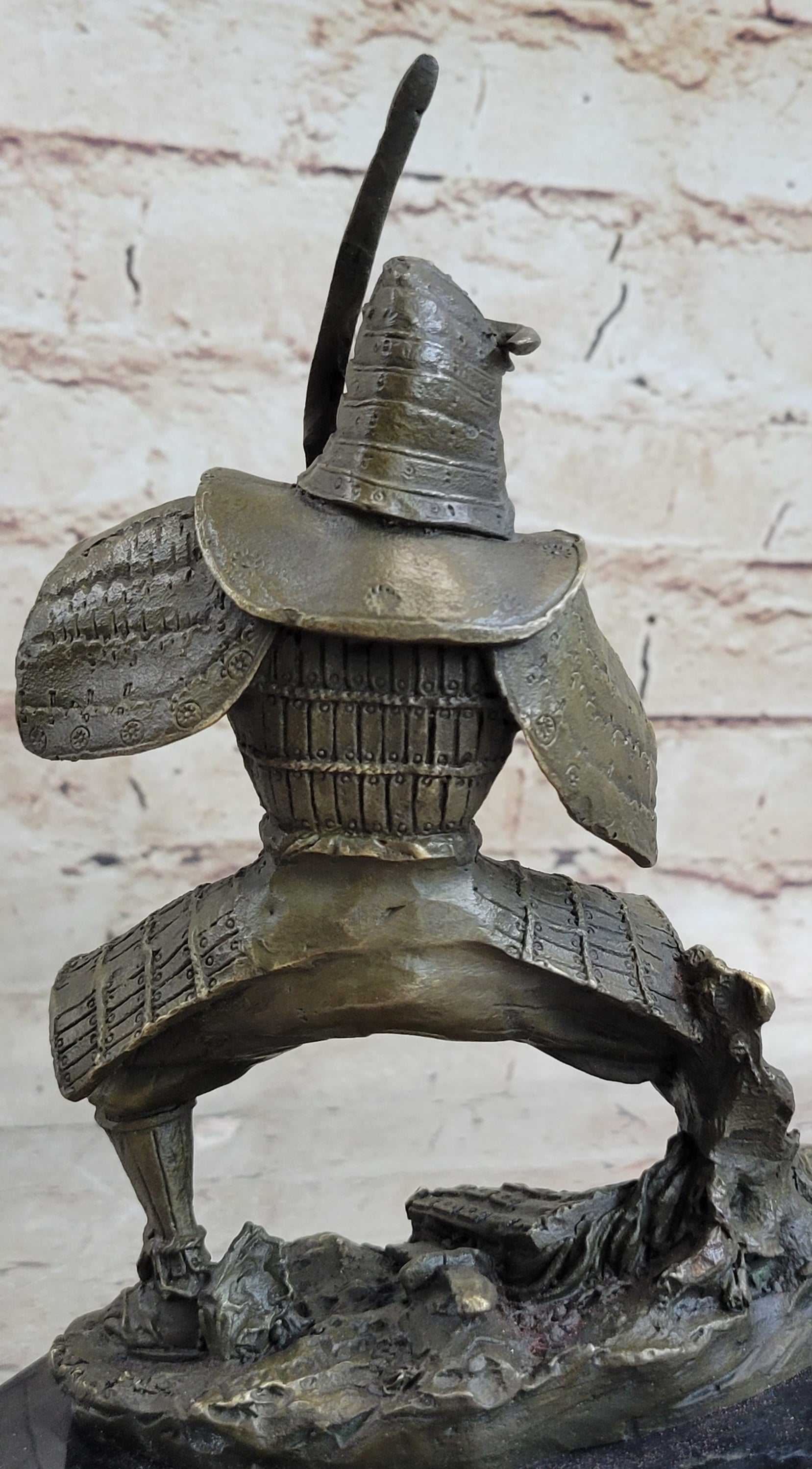 Japanese Samurai Warrior w/ Katana Bronze 9" x 7" Kamiko