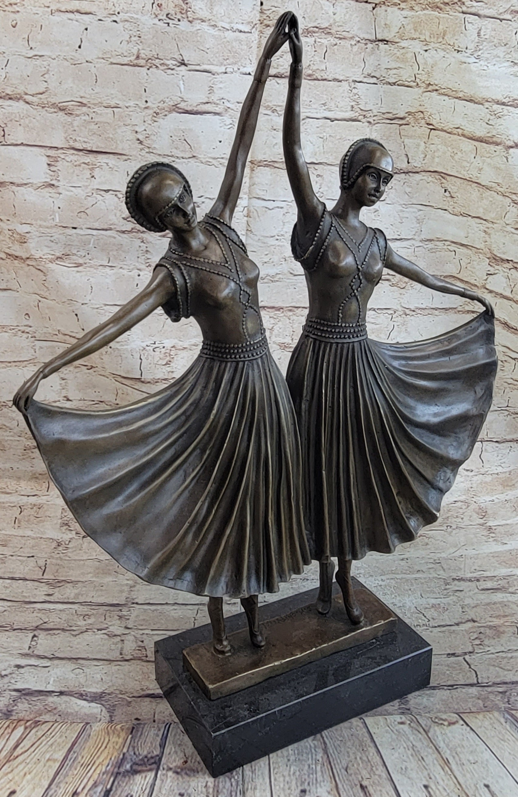 Twin Art Deco Dancer Girls Gemini Pair Bronze D.H. Chiparus