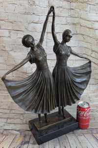 Twin Art Deco Dancer Girls Gemini Pair Bronze D.H. Chiparus