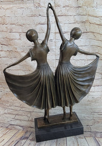 Twin Art Deco Dancer Girls Gemini Pair Bronze D.H. Chiparus