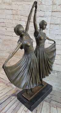 Twin Art Deco Dancer Girls Gemini Pair Bronze D.H. Chiparus