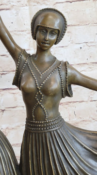 Twin Art Deco Dancer Girls Gemini Pair Bronze D.H. Chiparus