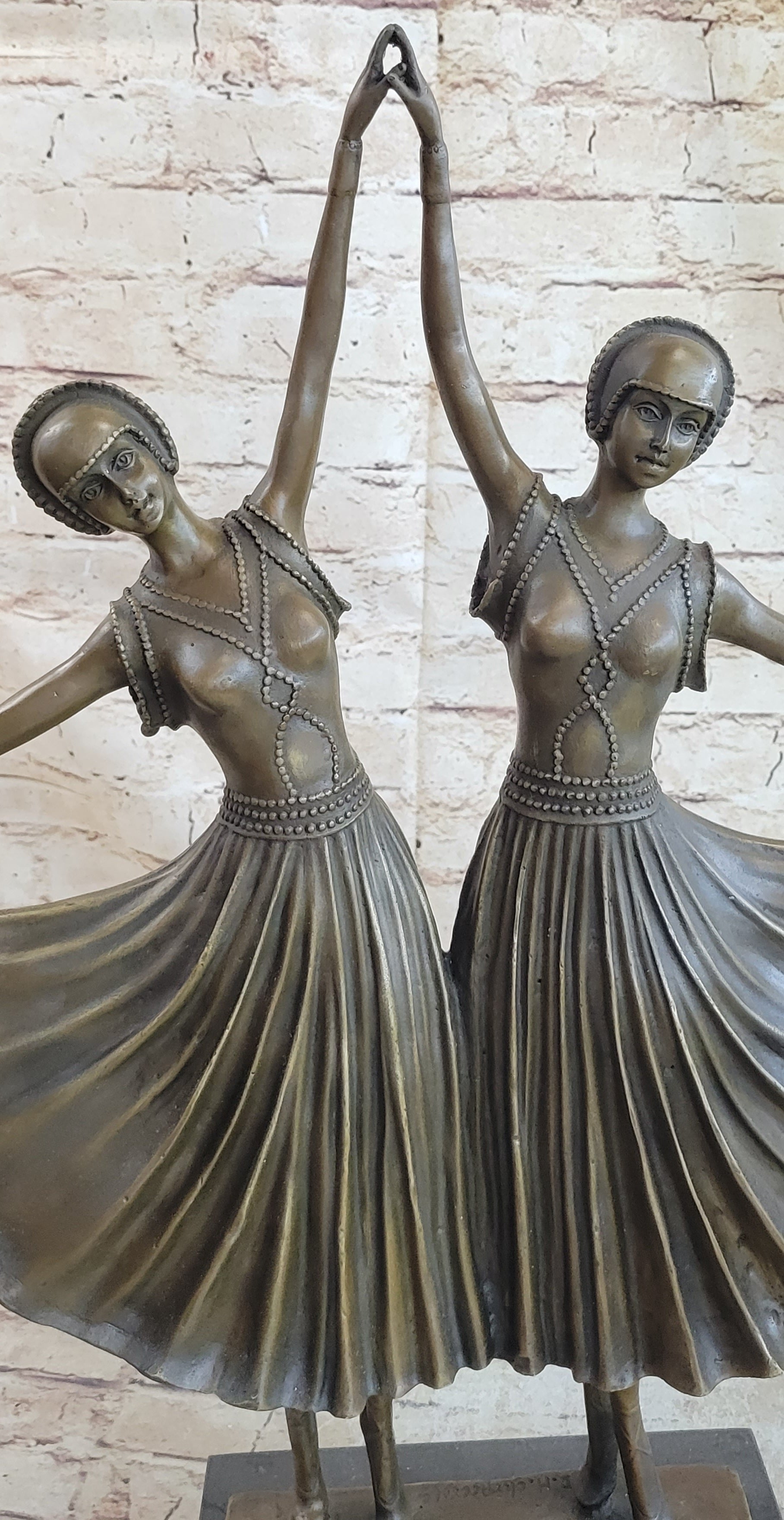 Twin Art Deco Dancer Girls Gemini Pair Bronze D.H. Chiparus
