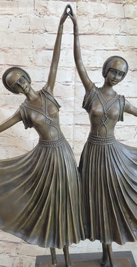 Twin Art Deco Dancer Girls Gemini Pair Bronze D.H. Chiparus