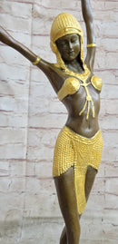 Signed Gold Patina Chiparus Lady Bronze Sculpture on Marble Base